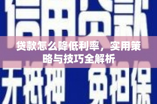 云岩贷款怎么降低利率，实用策略与技巧全解析