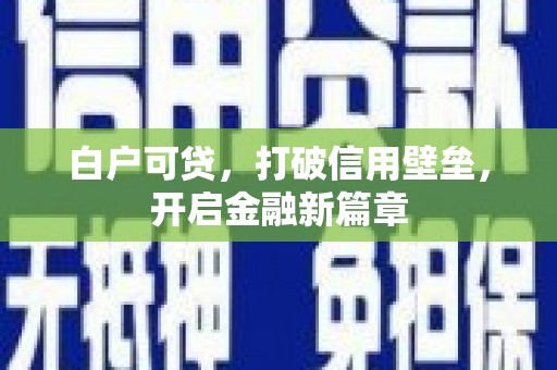 云岩白户可贷，打破信用壁垒，开启金融新篇章