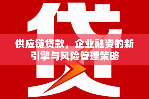 云岩供应链贷款，企业融资的新引擎与风险管理策略