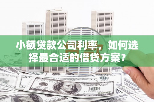 云岩小额贷款公司利率，如何选择最合适的借贷方案？